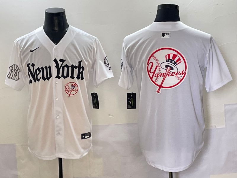Men 2025 New York Yankees Blank White Five generations Joint Name Nike MLB Jersey style 97->new york yankees->MLB Jersey